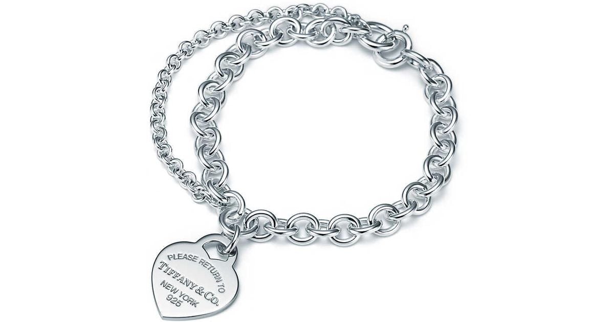return to tiffany double chain heart tag bracelet