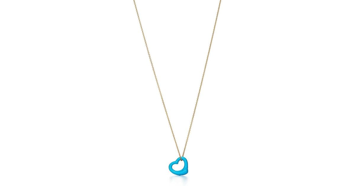Tiffany Co Elsa Peretti Open Heart Pendant Of Turquoise And 18k Gold In Metallic Lyst - Tiffany Turquoise Heart Pendant Tiffany Co Elsa Peretti Open Heart Pendant Of Turquoise And 18k Gold In Metallic Lyst - Tiffany Turquoise Heart Pendant