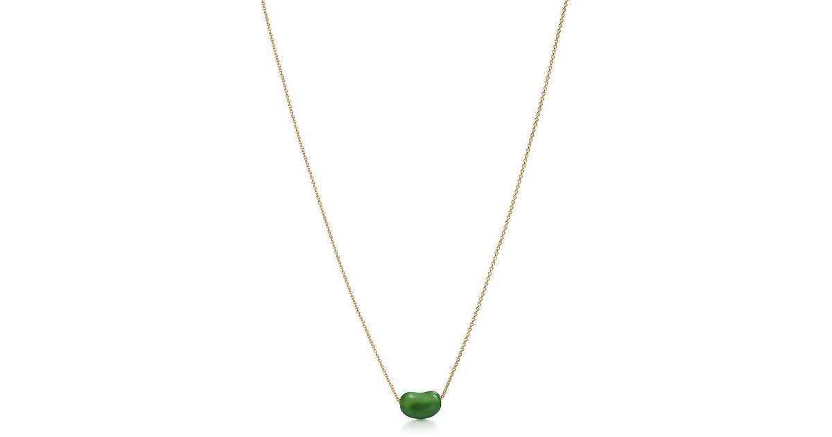 Tiffany & Co. Elsa Peretti® Bean Design Pendant Of Green Jade And 18k