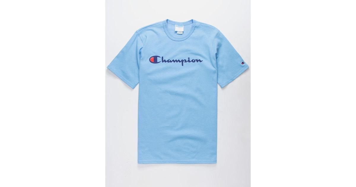 light blue champion shirt