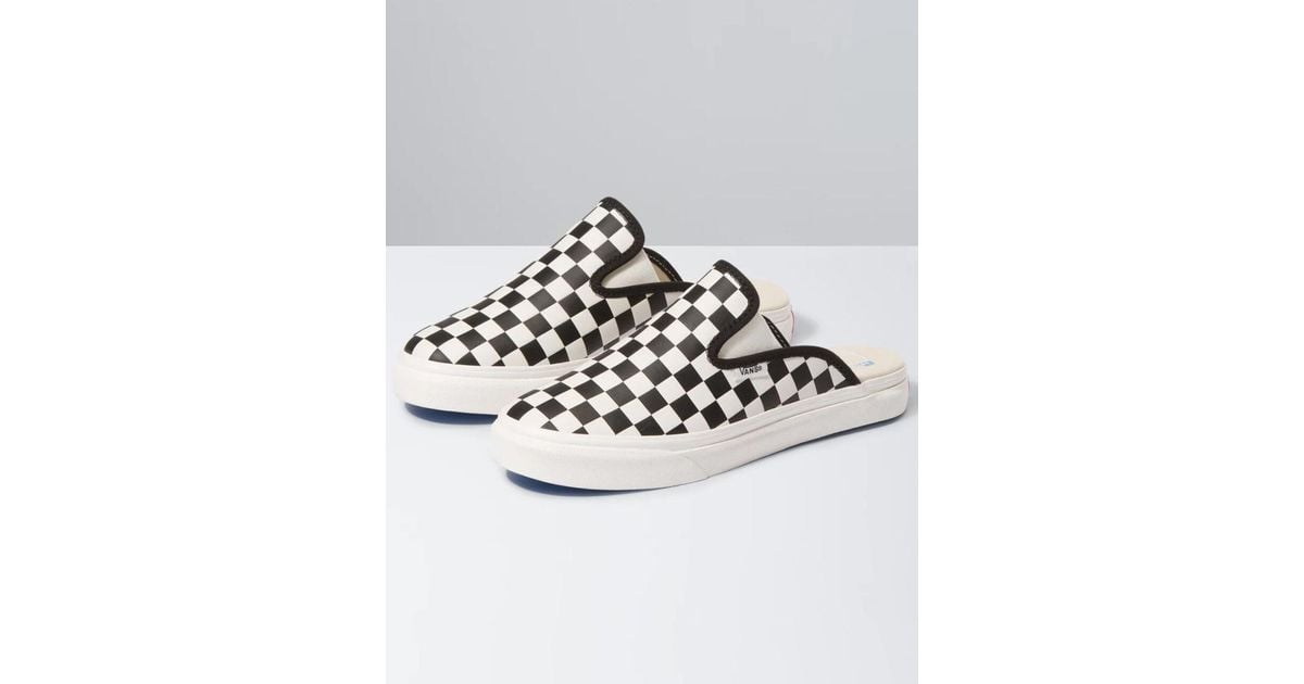 leather checkerboard mule sf