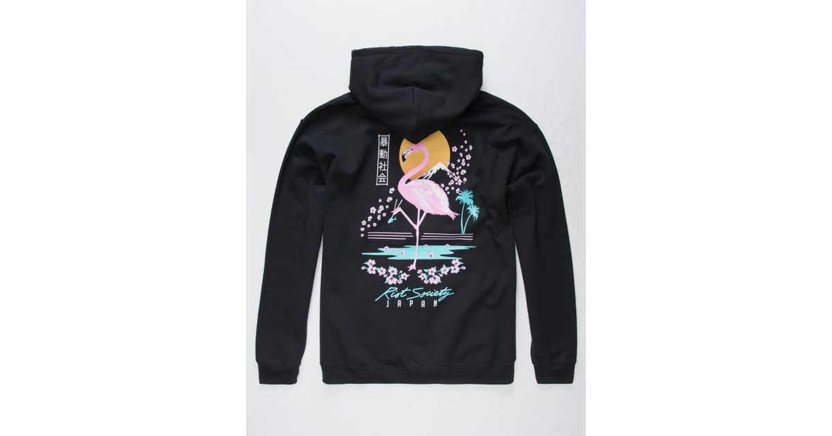 riot society flamingo blossom mens hoodie