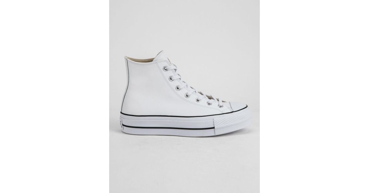 white leather converse lift
