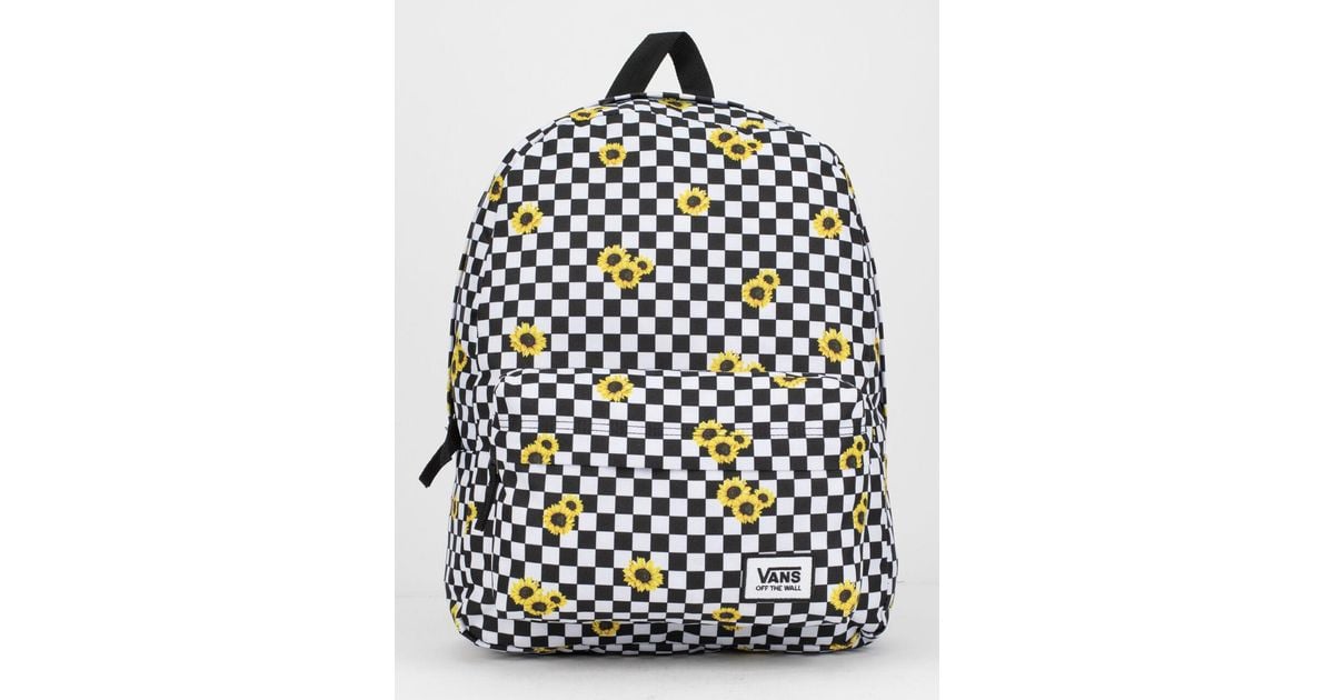 vans realm sunflower checkerboard backpack
