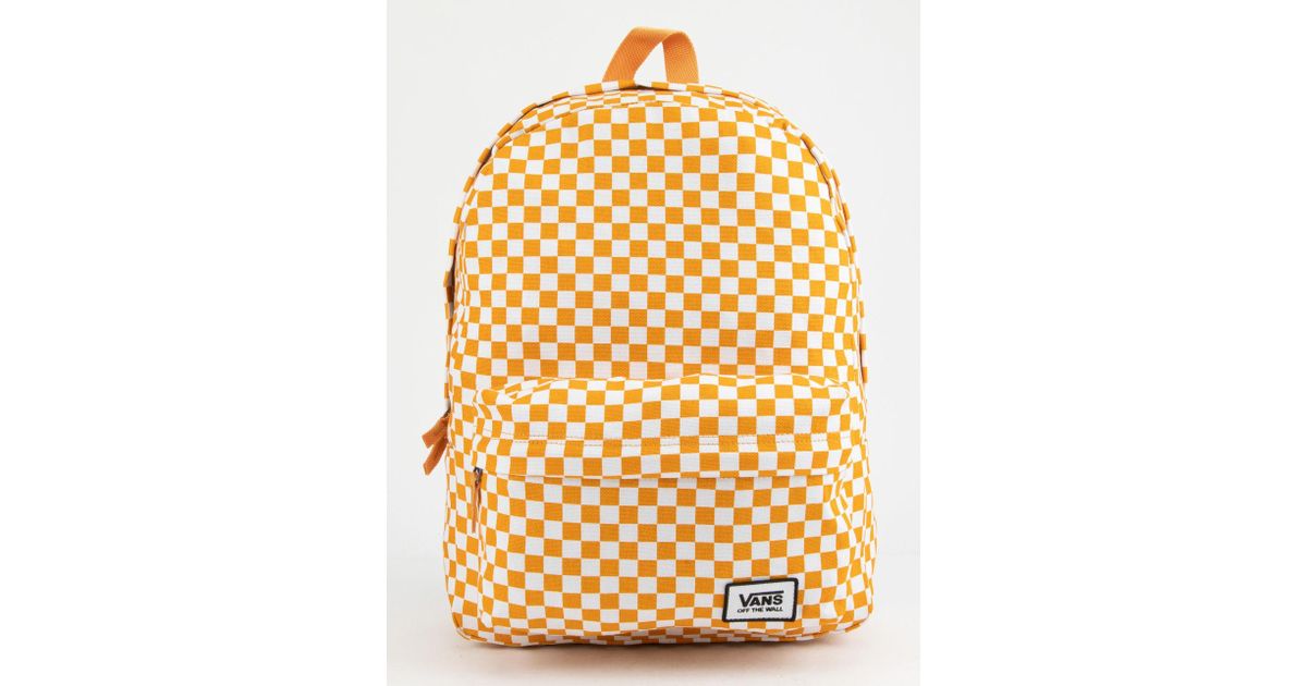 vans sporty realm yellow checkerboard backpack