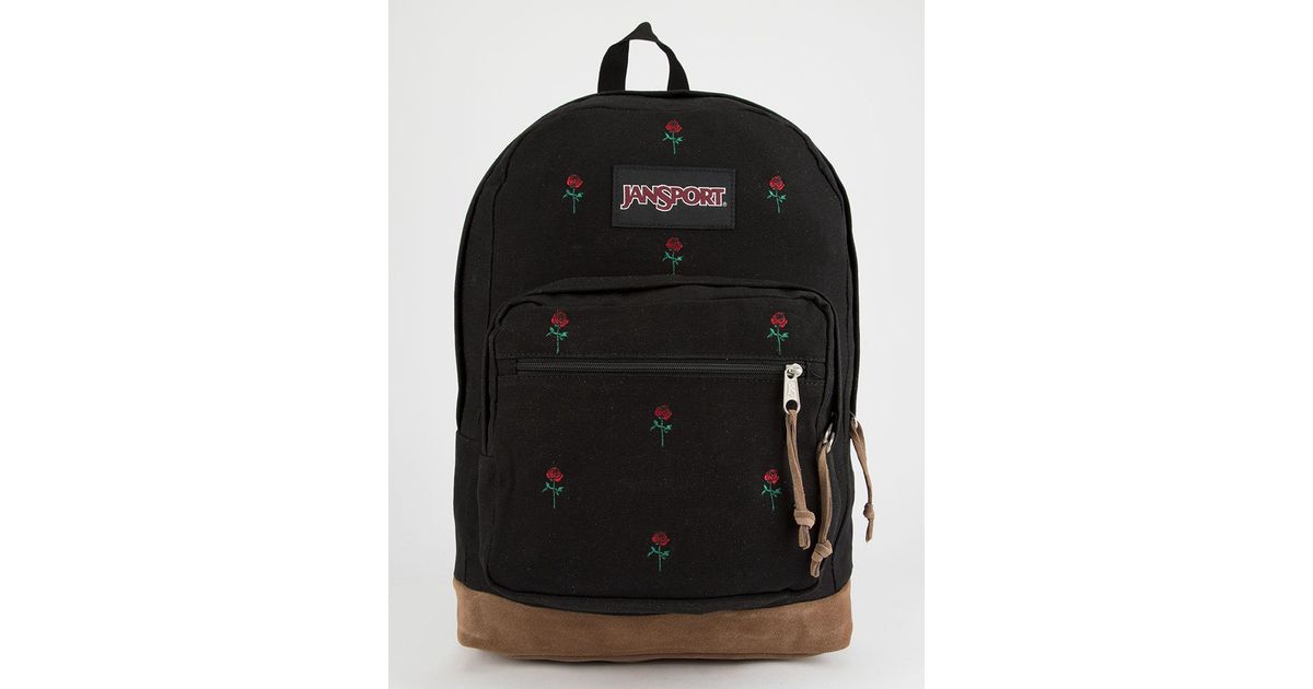 black jansport with roses