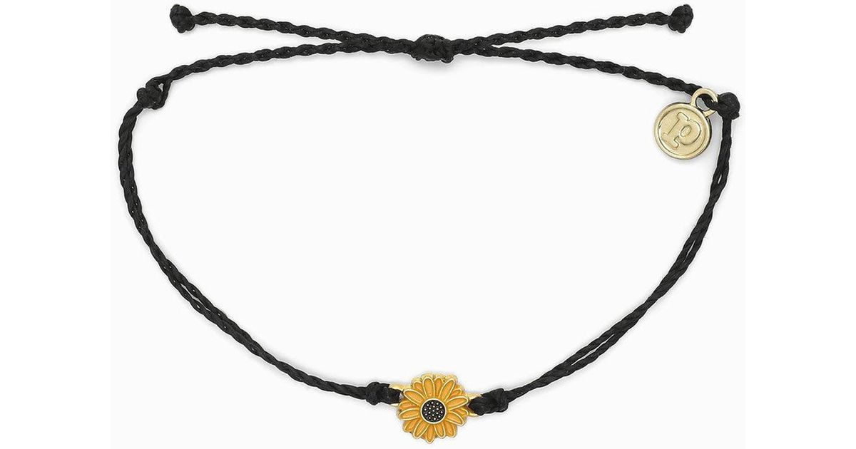 Pura Vida Sunflower Charm Black Bracelet - Lyst