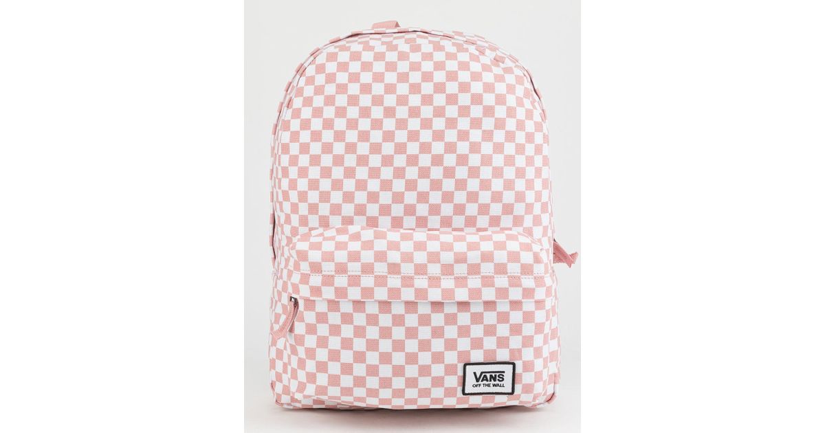 vans realm classic pink checkered backpack