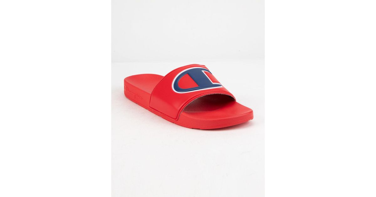 Champion LifeÂ® Slide Sandals, C Logo in Red for Men - Lyst