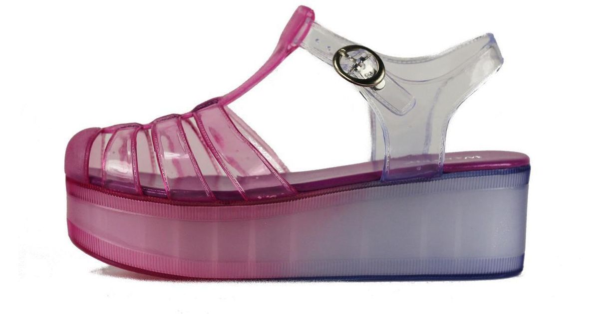 pink platform jelly shoes