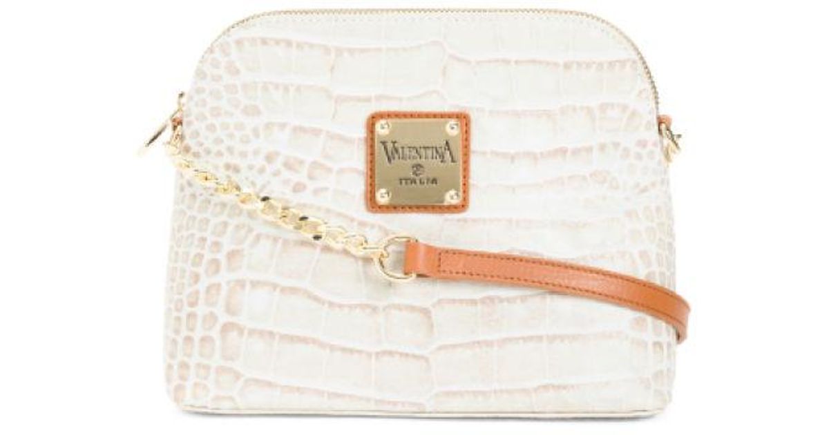Tj Maxx Made In Italy Leather Dome Crossbody In Mint White Lyst