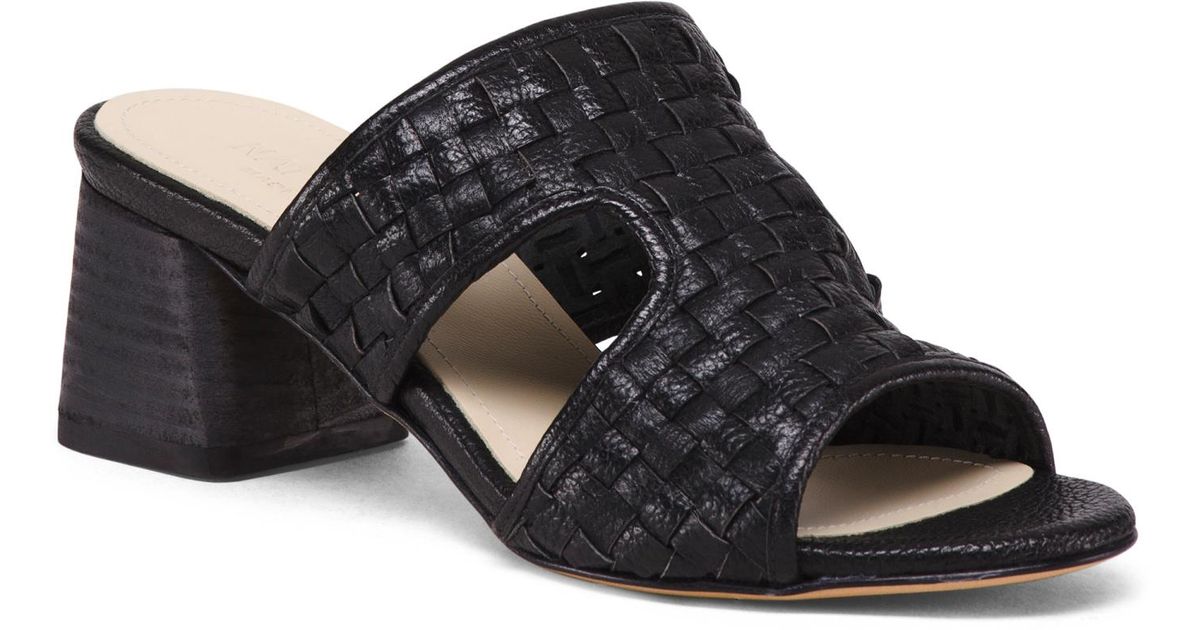 Tj Maxx Made In Italy Woven Leather Heeled Sandals in Black - Lyst