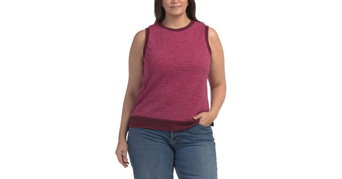 Polyester S/weather TJ Maxx Plus Tank Sweater, Spandex/Polyester/Rayon in Red | Lyst
