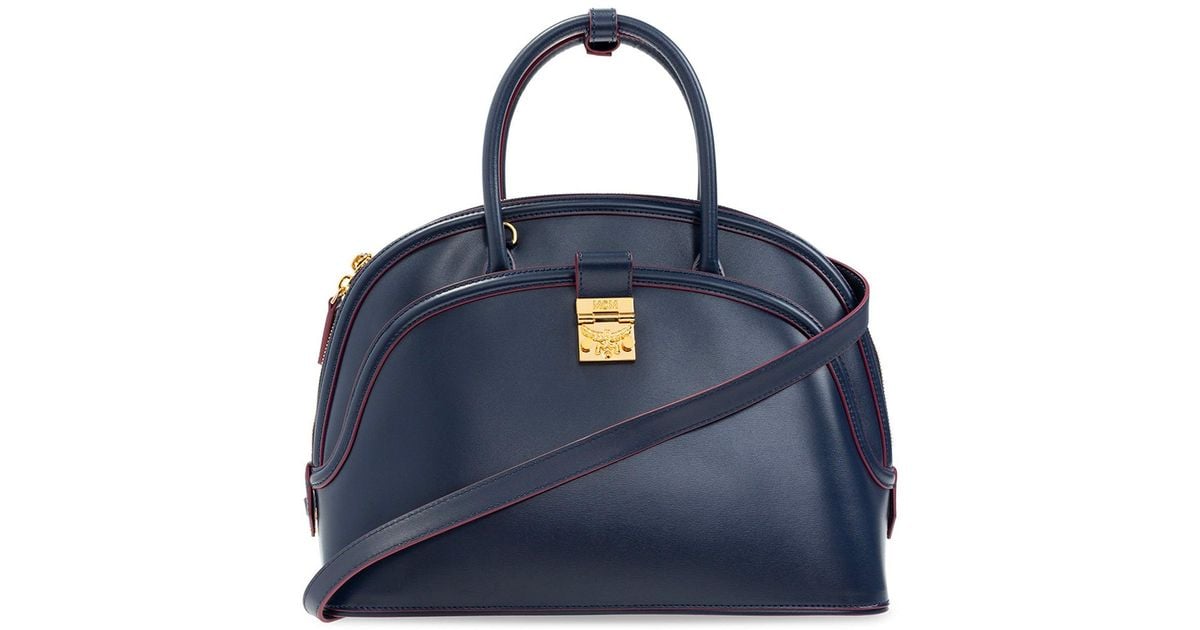 MCM Leather Anna Tote Large Bag in Blue Lyst