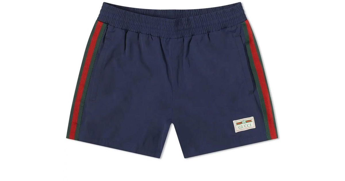 Gucci Logo Swim Shorts in Blue for Men | Lyst