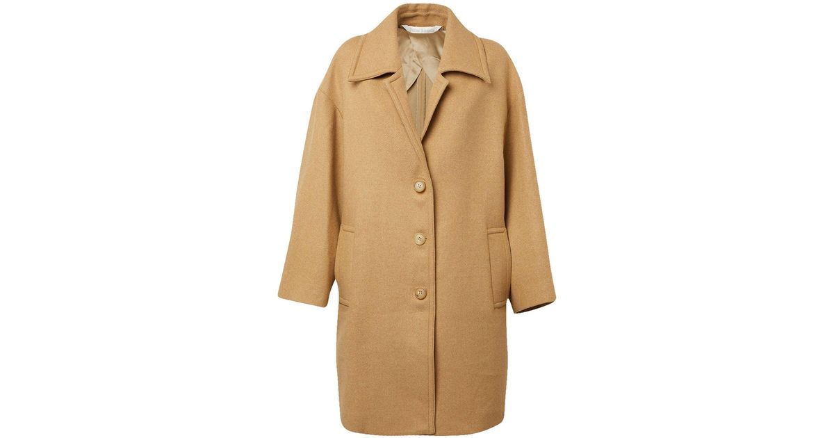 Palm Angels Classic Wool Coat in Natural | Lyst