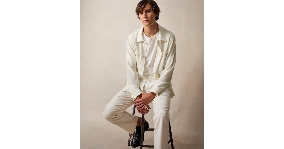 Todd Snyder Herringbone Knit Overshirt in Natural for Men | Lyst