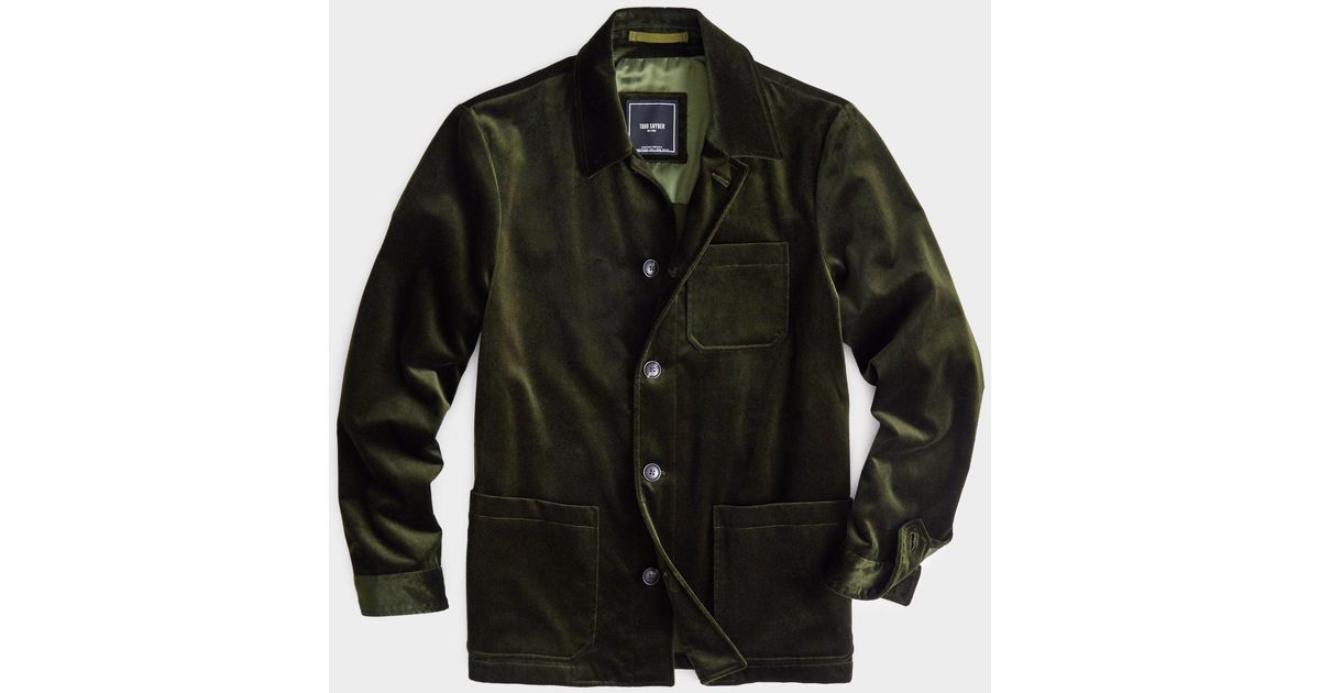 Todd Snyder Italian Velvet Tailored Chore Coat in Green for Men | Lyst
