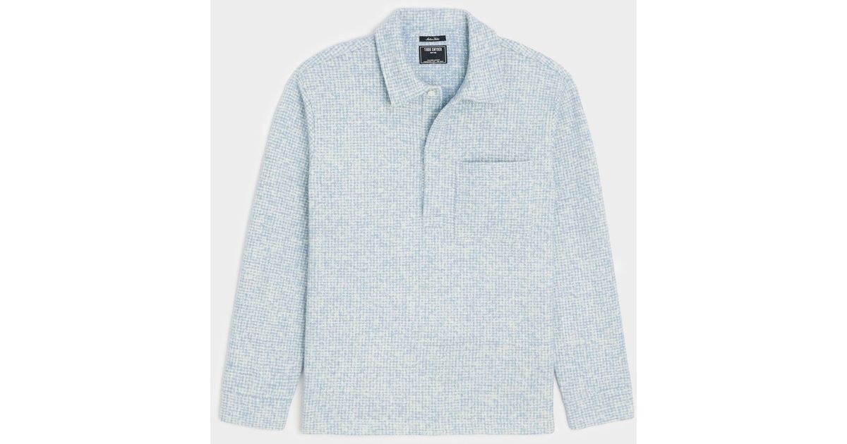 Todd Snyder Check Wool-silk Knit Polo in Blue for Men | Lyst