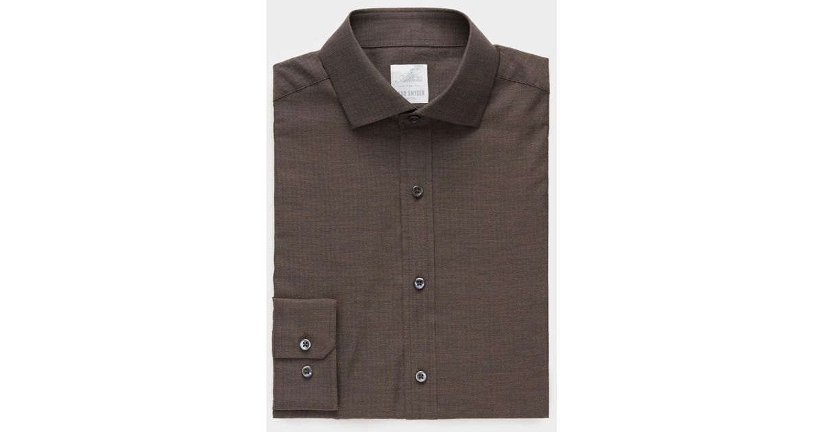 Todd Snyder Flannel Spread Collar Dress Shirt in Brown for Men | Lyst