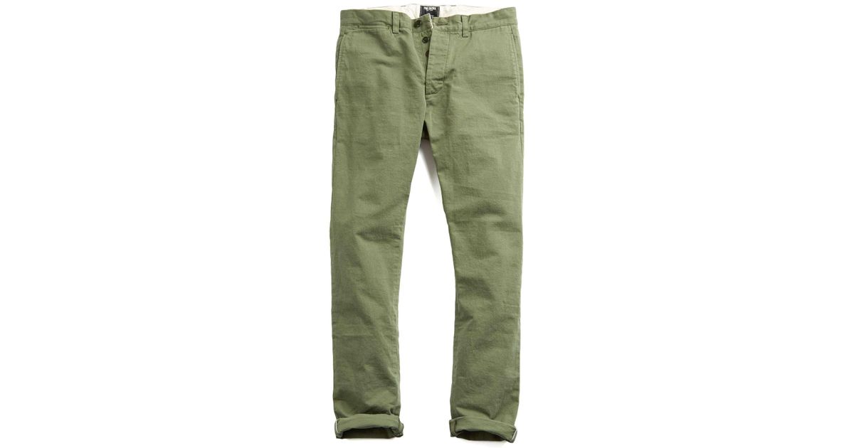 Todd Snyder Japanese Selvedge Chino Officer Pant In Olive in Green for ...