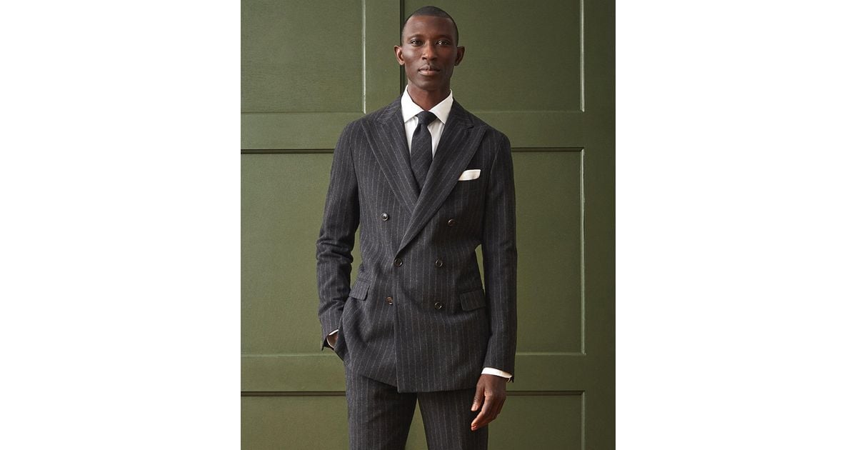 Todd Snyder Charcoal Pinstripe Double-breasted Sutton Jacket in
