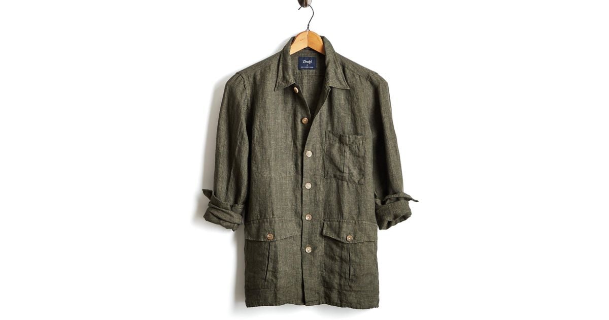 DRAKE'S LINEN FORESTIERE JACKET 38 Drake'S Checked Linen