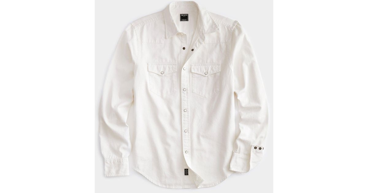Todd Snyder Cotton Twill Western Shirt in White for Men | Lyst UK