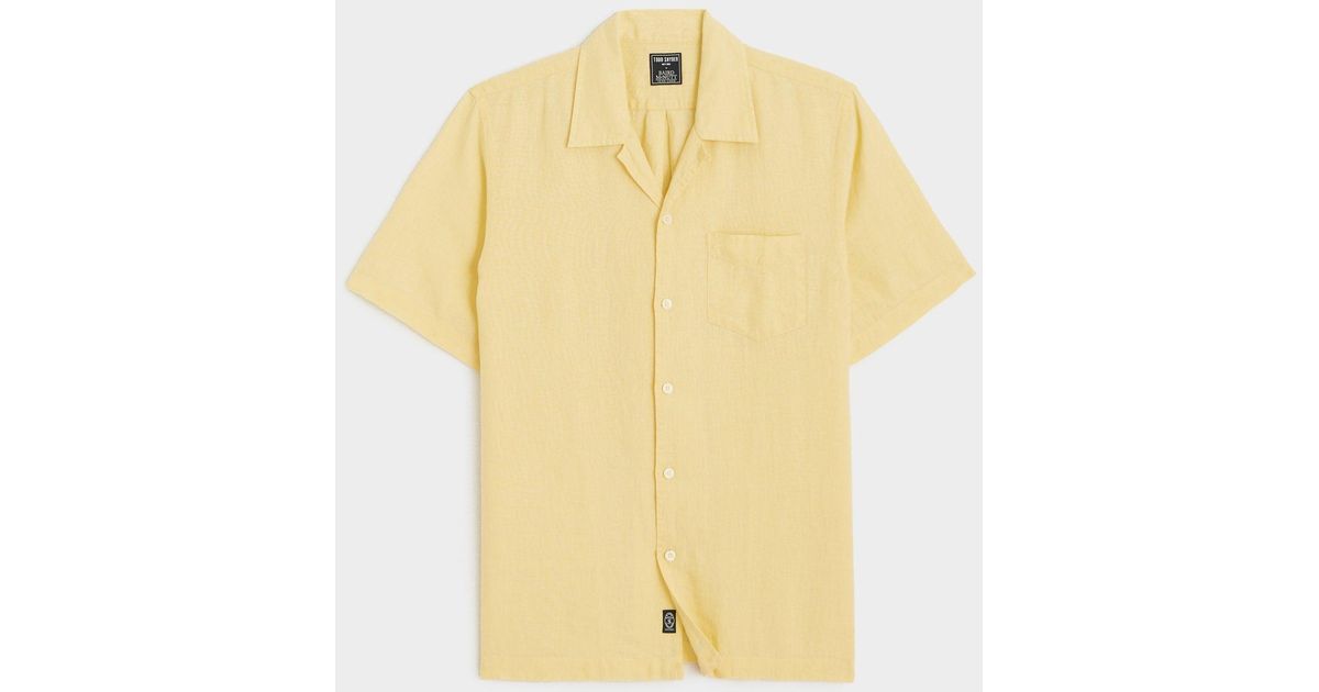 Todd Snyder Sea Soft Irish Linen Camp Collar Shirt in Yellow for Men | Lyst