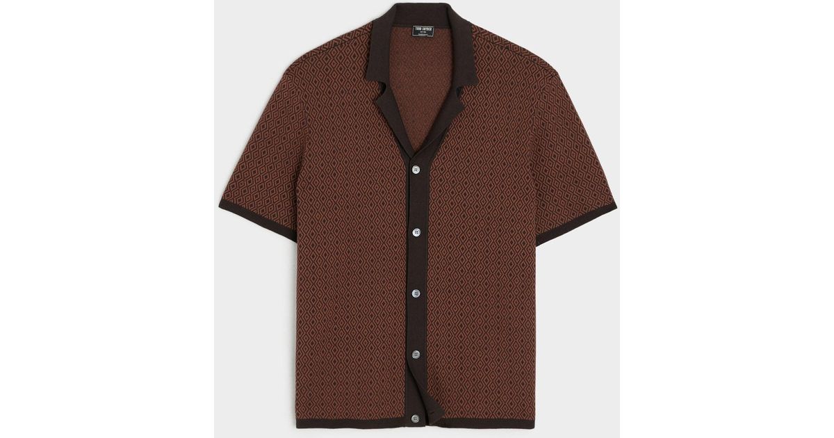 Todd Snyder Micro Diamond Bungalow Sweater Polo in Brown for Men | Lyst