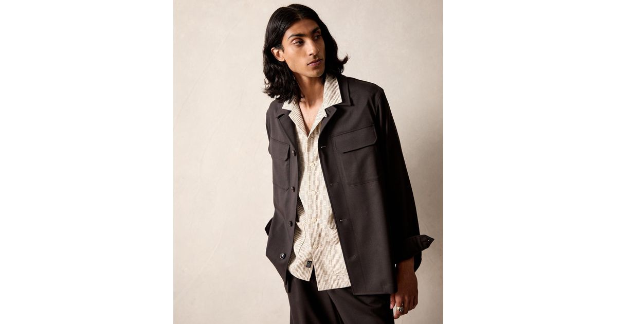 Todd Snyder Italian Gabardine Two-pocket Overshirt in Black for Men | Lyst