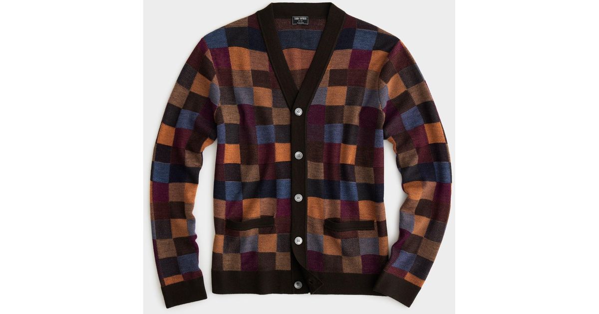 Todd Snyder Squares Merino Cardigan for Men Lyst