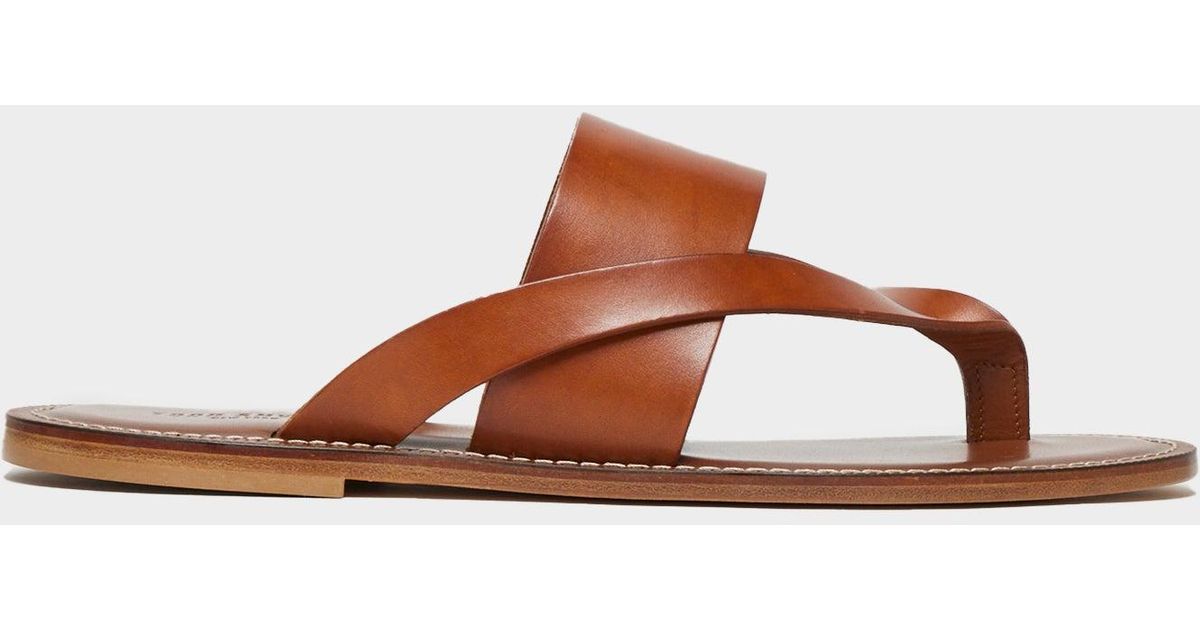 Todd Snyder Tuscan Leather Thong Cross Sandal in Brown for Men | Lyst