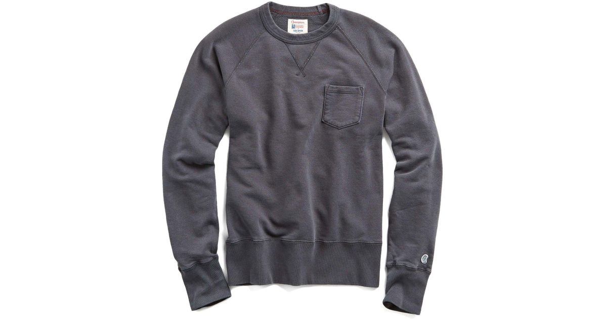 Todd Snyder Fleece Classic Garment Dyed Pocket Sweatshirt In Faded Black in  Gray for Men | Lyst