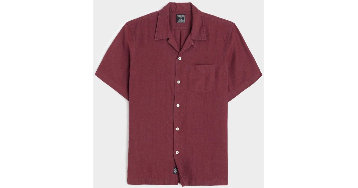 Todd Snyder Sea Soft Irish Linen Camp Collar Shirt in Red for Men | Lyst