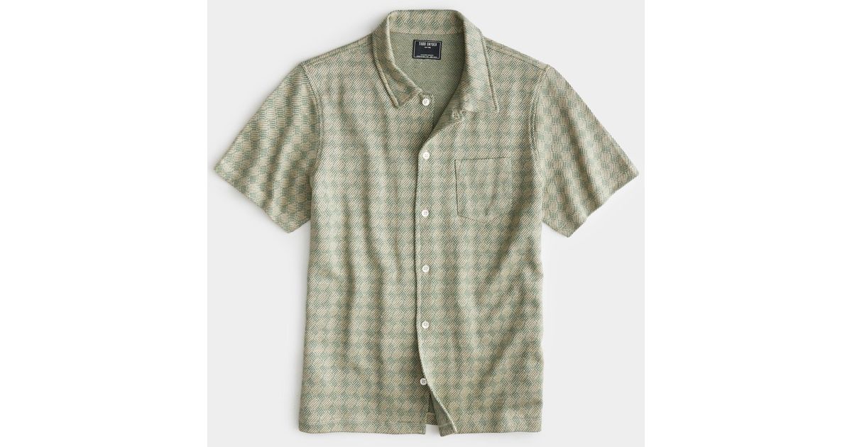 Todd Snyder Fullplacket Double Knit Polo in Green for Men Lyst