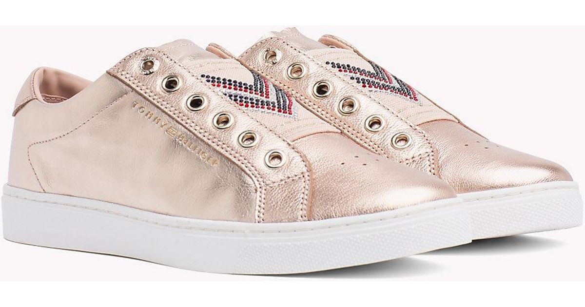 tommy hilfiger rose gold trainers