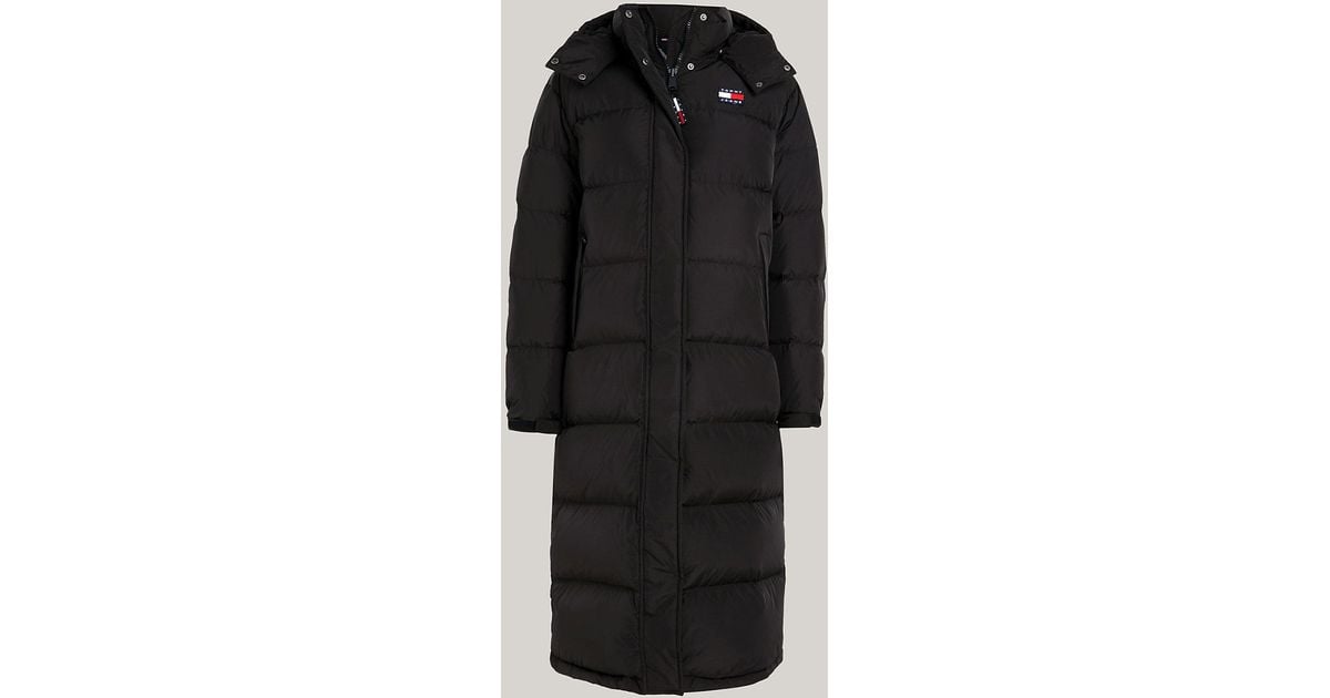 Tommy Hilfiger Alaska Recycled Shell Longline Puffer Coat in Black