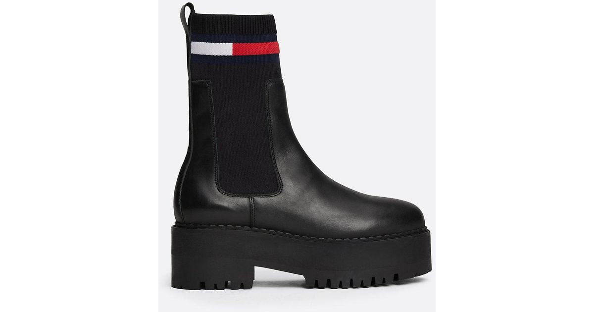 Bottes Hautes Botte Tommy Hilfiger Femme Marron Bottes Femme