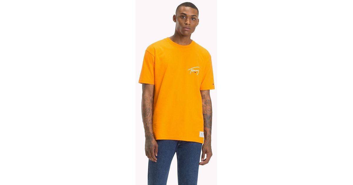 tommy jeans orange shirt