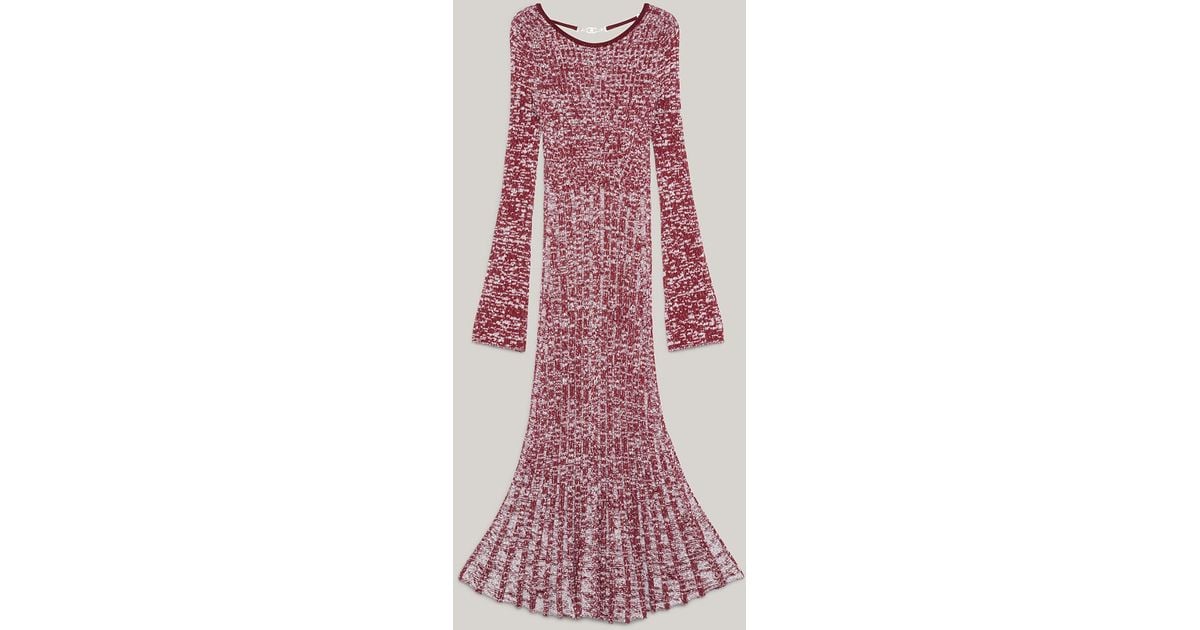 Tommy Hilfiger Marl Rib Knit Fitted Dress in Pink | Lyst UK