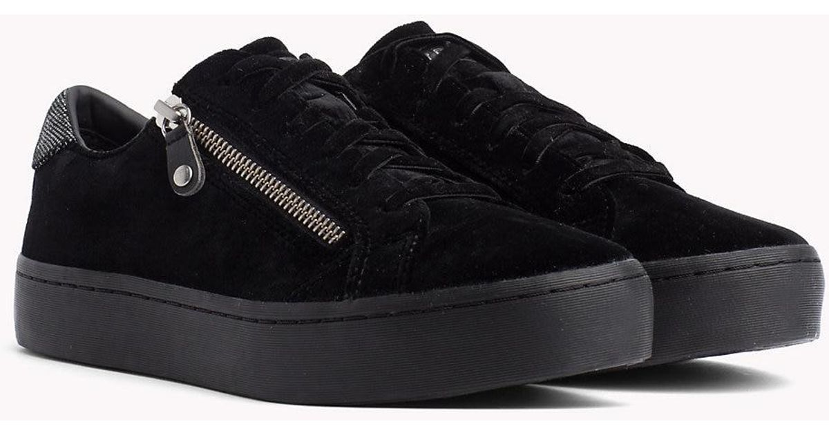 tommy hilfiger zipped velvet trainers