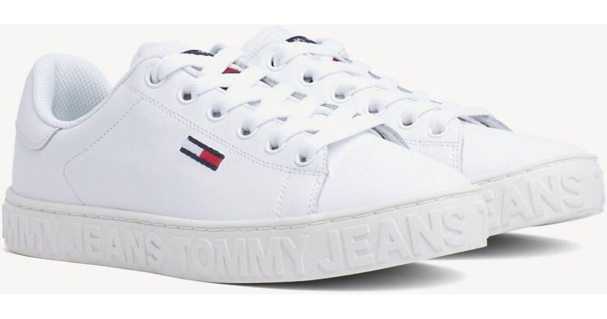 tommy hilfiger embossed leather trainers