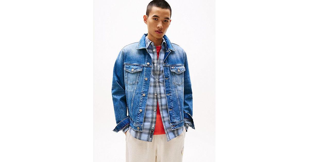 Jeansjacke Herren Tommy Jeans Jacke Logo Hinten Tommy Hilfiger