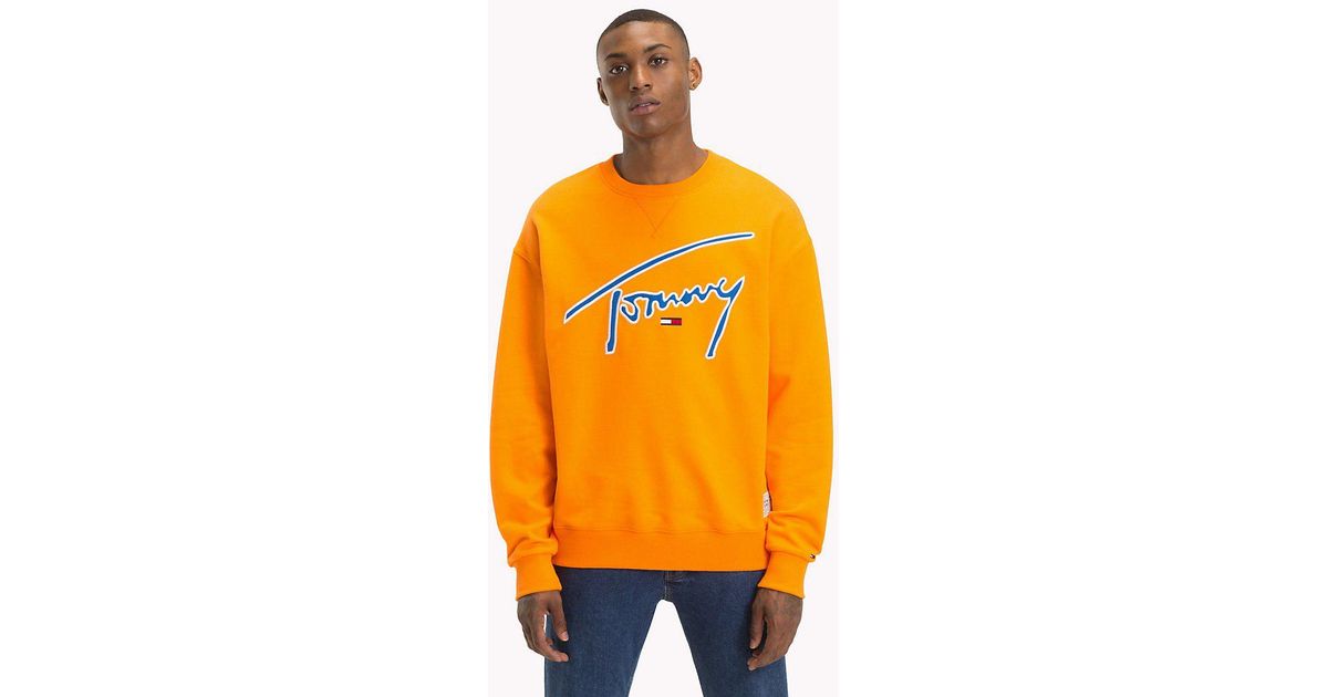 tommy jeans signature sweatshirt orange
