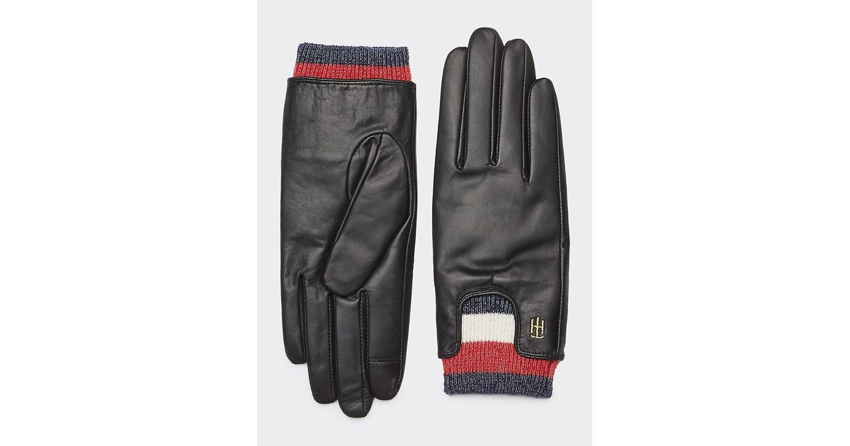 tommy hilfiger leather gloves