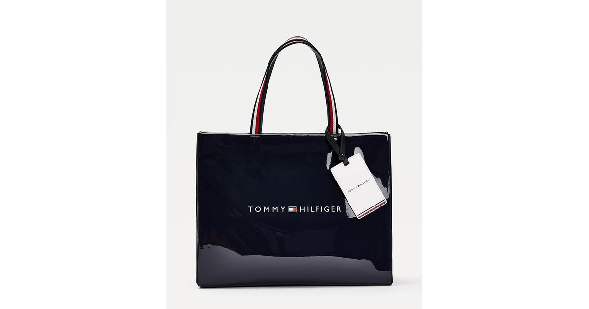Tommy Hilfiger Shopper-Tote-Bag mit Lack-Finish in Blau | Lyst DE