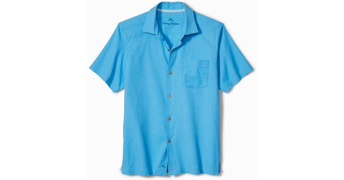 Tommy Bahama Silk Big & Tall Catalina Twill Stretch Camp Shirt in Blue