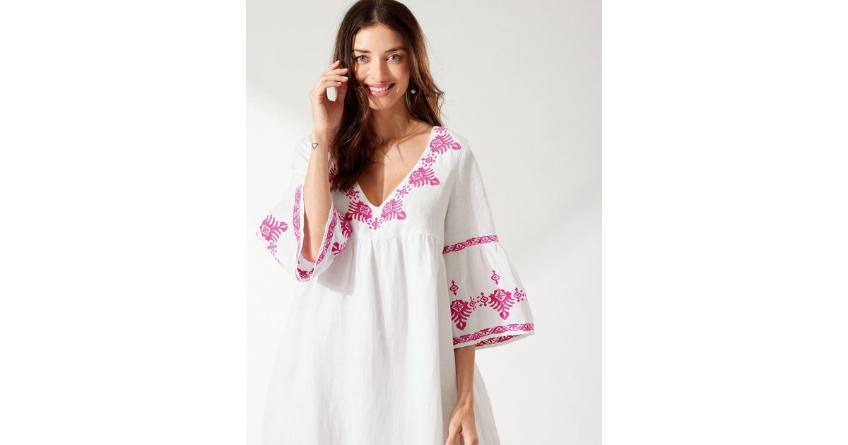 Tommy Bahama St. Lucia Embroidered Linen-blend Maxi Dress in White - Lyst