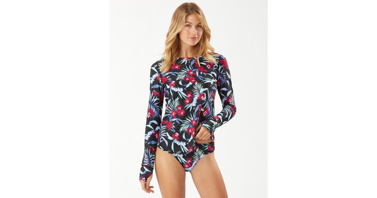 Tommy Bahama Synthetic Midnight Orchid Pullover Rash Guard in Black Lyst